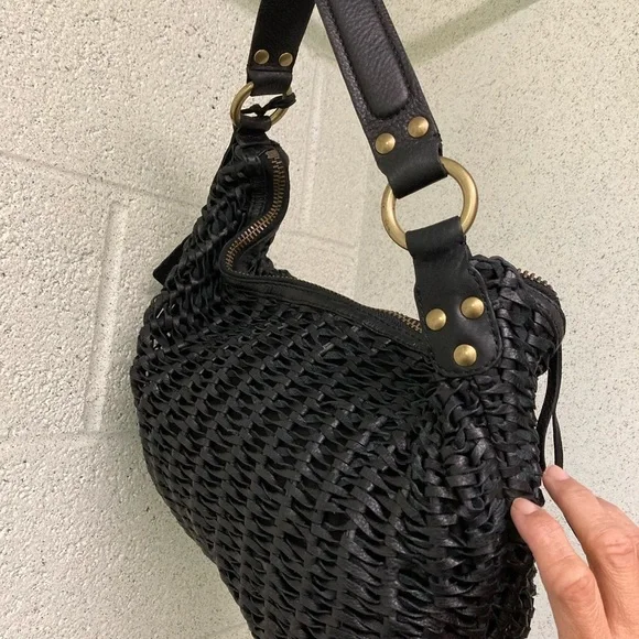 Linea Pelle Woven Leather Black Bag BNWT!! - Picture 16 of 16